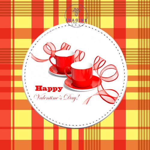 Sous verre en cuir - sublimation - impression infusible ink - happy valentine day - heart - frienddhip - love - amour