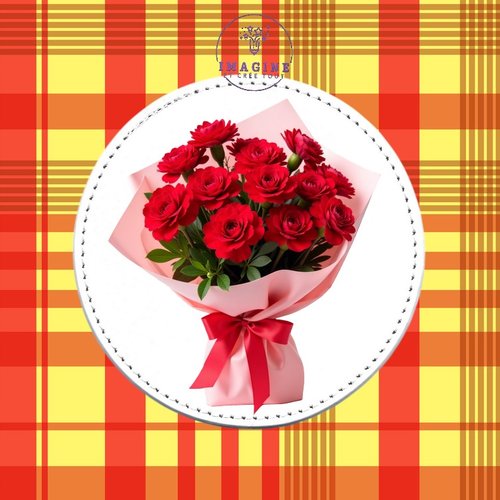 Sous verre en cuir - sublimation - impression infusible ink - élégant - bouquet - roses rouge - fleuriste - love - amour