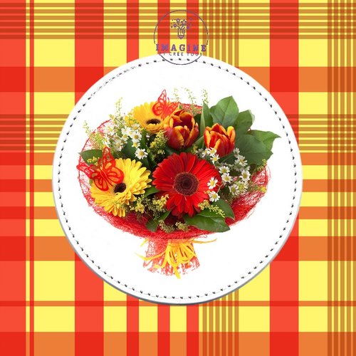 Sous verre en cuir - sublimation - impression infusible ink - flower - bouquet - floral - daisy - tulipes - fleurs