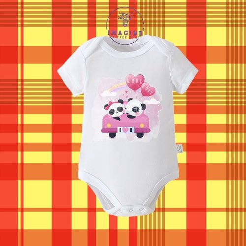 Body - bébé - baby - sublimation - impression infusible ink - cute panda - watercolor - arc en ciel - ballons cœurs