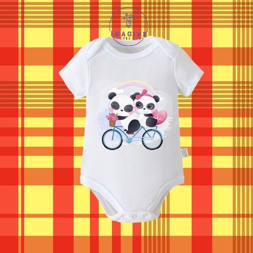 Body - bébé - baby - sublimation - impression infusible ink - cute panda - watercolor - vélo - arc en ciel - cœur - love