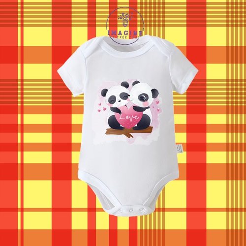 Body - bébé - baby - sublimation - impression infusible ink - cute panda - watercolor - cœurs - love - bois