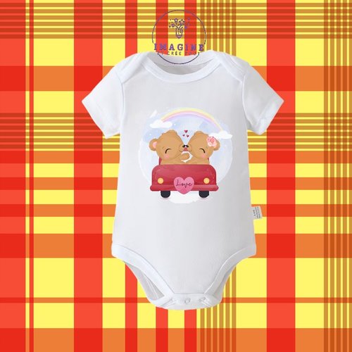 Body - bébé - baby - sublimation - impression infusible ink - romantic bear couple - arc en ciel - love - cœurs - voiture