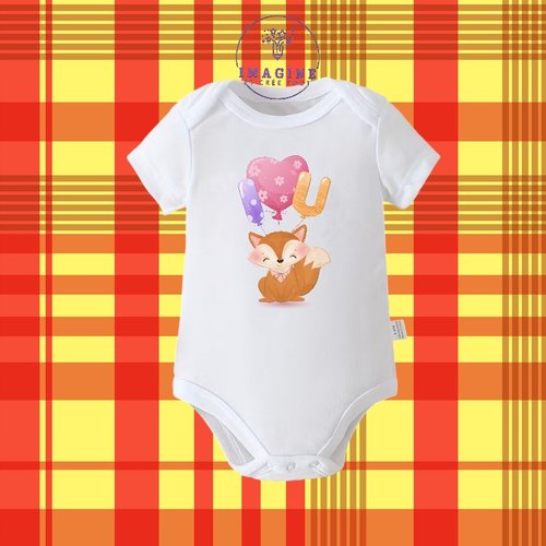 Body - bébé - baby - sublimation - impression infusible ink - cute fox - ballon cœur - love - amour - bébé renard