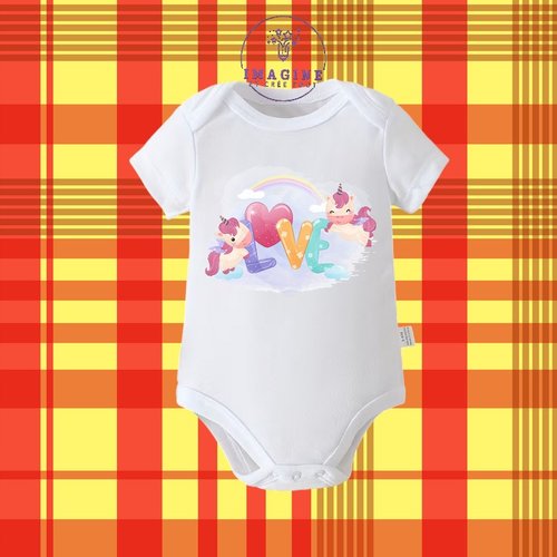 Body - bébé - baby - sublimation - impression infusible ink - cute unicorn - watercolor - arc en ciel - cœur - love - amour