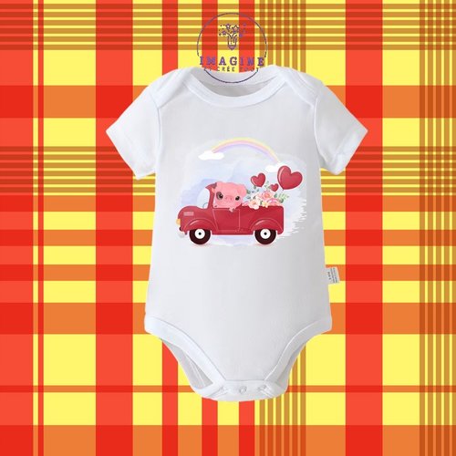 Body - bébé - baby - sublimation - impression infusible ink - romantic little pig - fleurs - ballons cœurs - arc en ciel