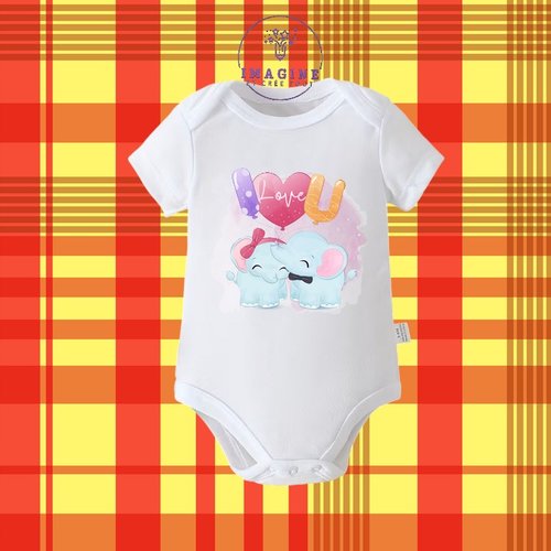 Body - bébé - baby - sublimation - impression infusible ink - cute elephant - watercolor - ballon cœur - love - amour