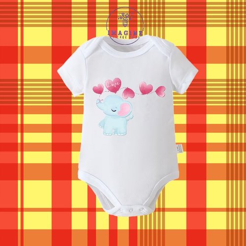 Body - bébé - baby - sublimation - impression infusible ink - cute elephant - guirlandes cœurs - ballon love