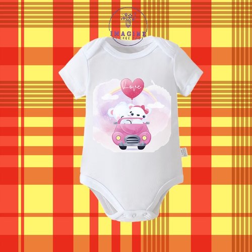 Body - bébé - baby - sublimation - impression infusible ink - cute polar bear - arc en ciel - ballon cœur - voiture rose