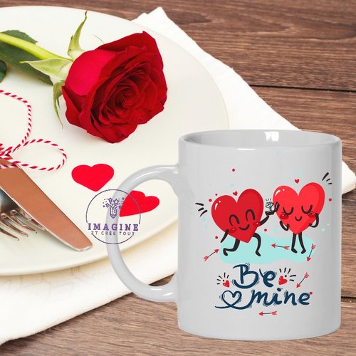 Mug - tasse - sublimation - impression infusible ink - valentines day - couple - diamant - écrin - cœurs - 14 février