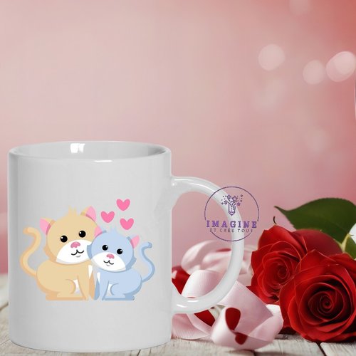 Mug - tasse - sublimation - impression infusible ink - cats - chats - valentines - 14 février - cœurs - love - amour