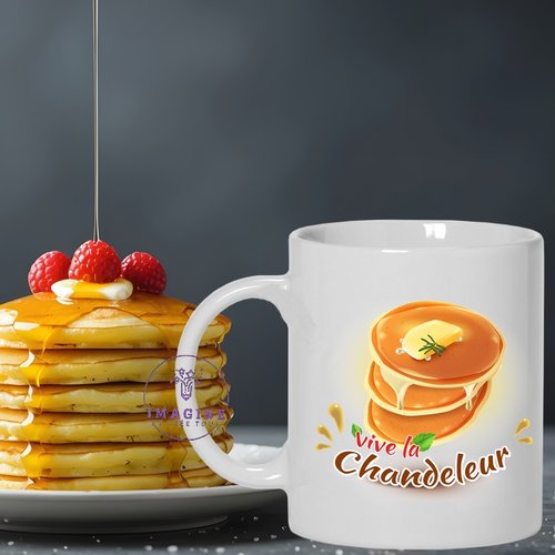 Mug - tasse - sublimation - impression infusible ink - pancake - vive la chandeleur - crêpes - miel - confiture