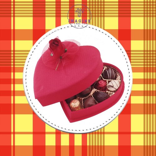 Sous verre en cuir - sublimation - impression infusible ink - valentines day - candy - chocolat - love - boite coeur