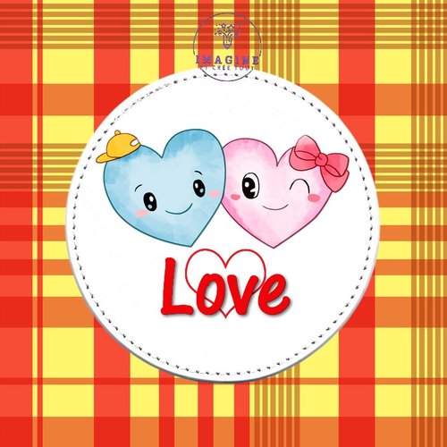 Sous verre en cuir - sublimation - impression infusible ink - love - red - couple blue and pink - cartoon - amour - nœud