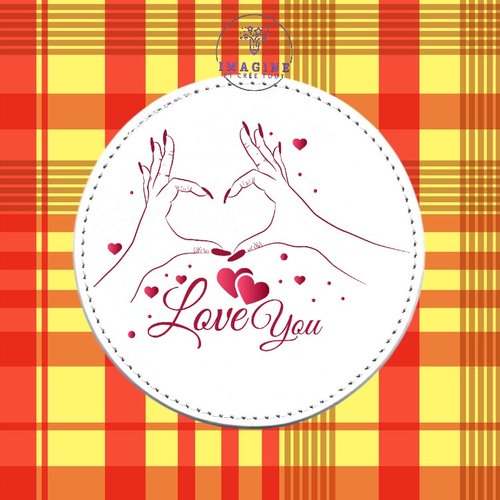 Sous verre en cuir - sublimation - impression infusible ink - heart - coeur - hands love you - mains - amour