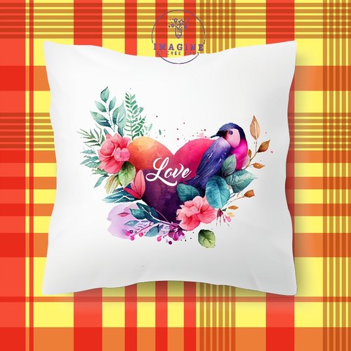 Taie personnalisée - lit - sommeil - sublimation - impression infusible ink - valentines day - love heart - cœur - oiseau