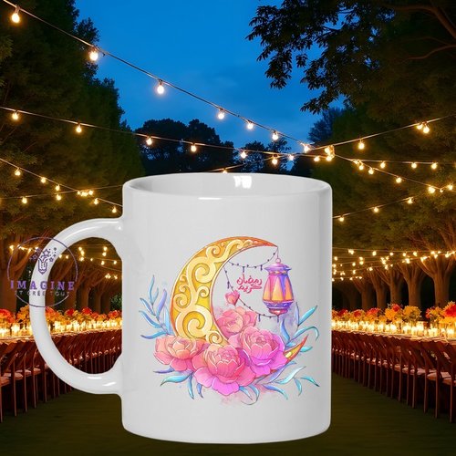 Mug - tasse - sublimation - impression infusible ink - elegant luxurious - ramadan -  moon - lune - lanterne
