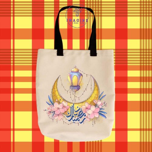Tote bag taille m - sublimation -  impression infusible ink - ramadan watercolor - illustration with mubarak - lune