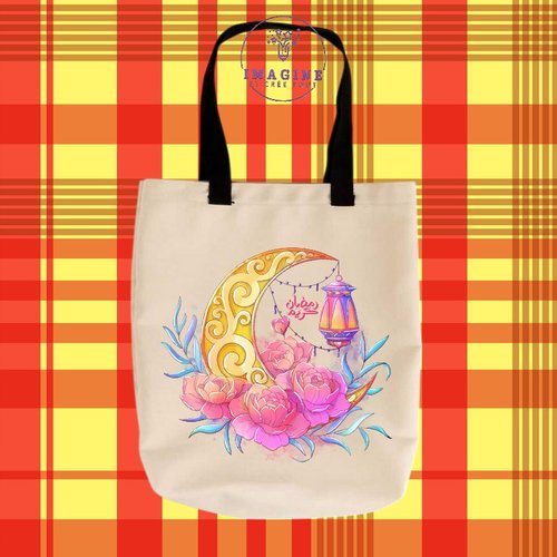 Tote bag taille m - sublimation -  impression infusible ink -  elegant luxurious - ramadan - moon - lune - lanterne