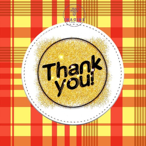 Sous verre en cuir - sublimation - impression infusible ink - round - gold - thank - or - merci - glitter doré