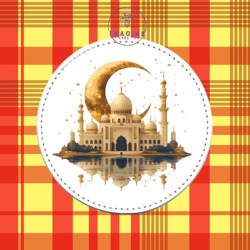 Sous verre en cuir - sublimation - impression infusible ink - majestic mosque - crescent moon - ramadan - mosquée