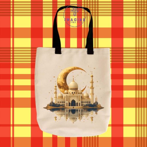 Tote bag taille m - sublimation -  impression infusible ink - majestic mosque - crescent moon - ramadan - mosquée