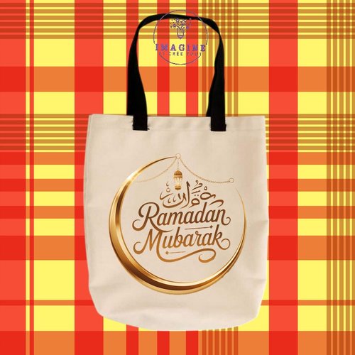 Tote bag taille m - sublimation -  impression infusible ink -  ramadan - mubarak - golden - or