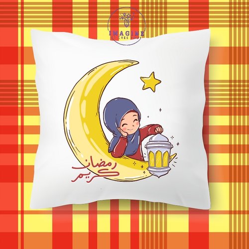 Taie personnalisée - lit - sommeil - sublimation - impression infusible ink - cute hijab - girl - fille - lanterne - lune