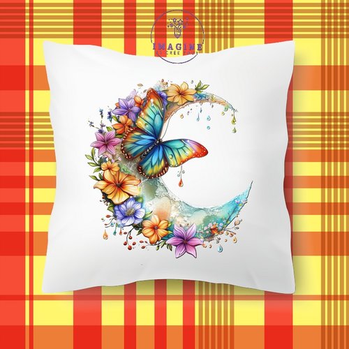 Taie personnalisée - lit - sommeil - sublimation - impression infusible ink - colorful butterfly on the moon - lune -papillon