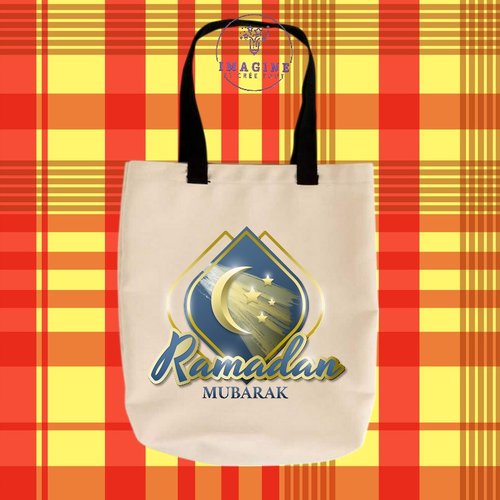 Tote bag taille m - sublimation -  impression infusible ink - ramadan mubarak with crescent moon - lune