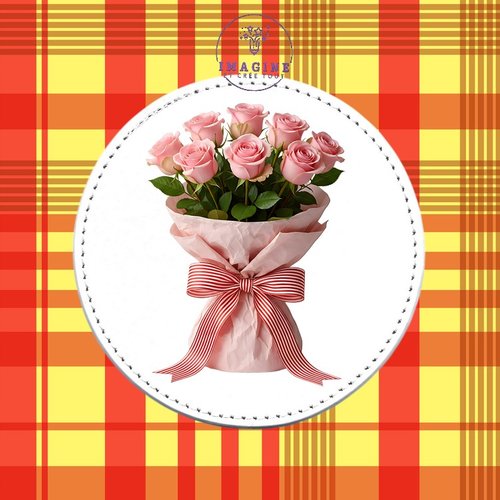 Sous verre en cuir - sublimation - impression infusible ink - elegant pink roses - bouquet - nœud - mariage