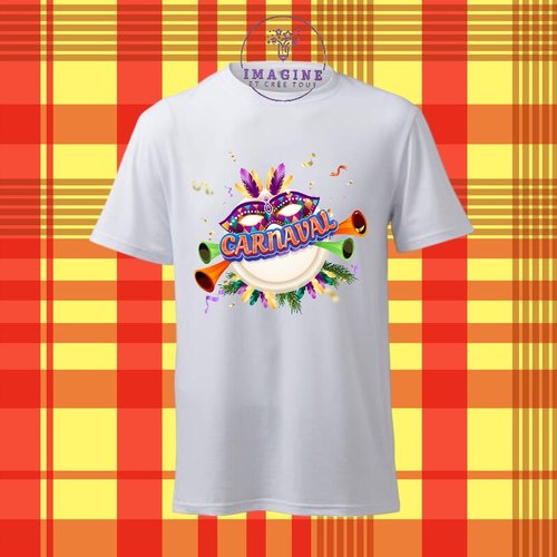 T-shirt personnalisé pour homme - ras du cou - sublimation - impression infusible ink - brazil - carnaval - masques