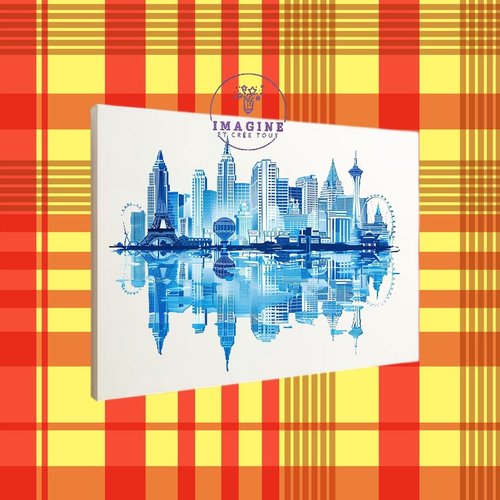 Tableau mural - sublimation -  impression infusible ink - toile - canvas - outline las vegas skyline - casino