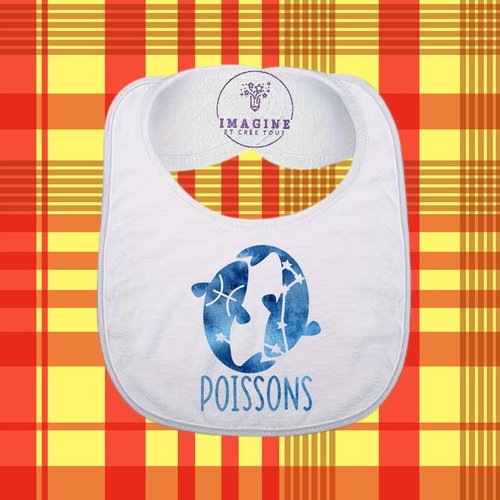Bavoir - sublimation - impression infusible ink - horoscope - astrologie - constellations - signe des poissons