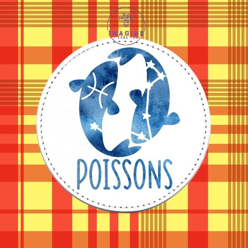 Sous verre en cuir - sublimation - impression infusible ink -  horoscope - astrologie - constellations - signe des poissons