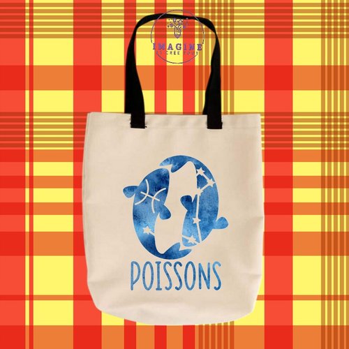 Tote bag taille m - sublimation -  impression infusible ink -  horoscope - astrologie - constellations - signe des poissons