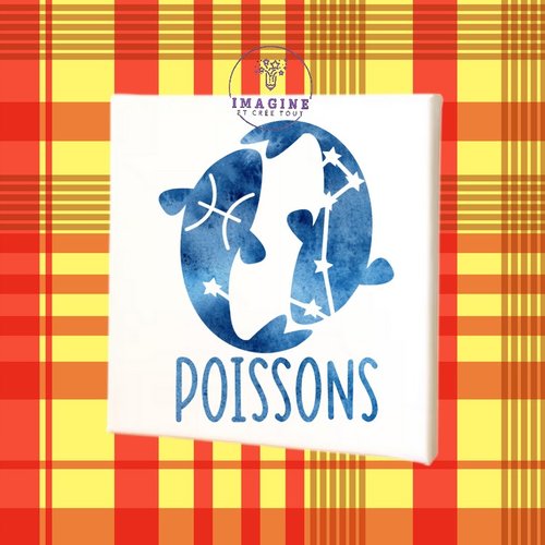 Tableau mural - sublimation -  impression infusible ink - toile - canvas - astrologie - constellations - signe des poissons