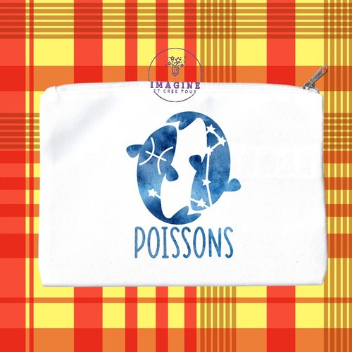 Trousse m - maquillage - sublimation - impression infusible ink - astrologie - constellations - signe des poissons