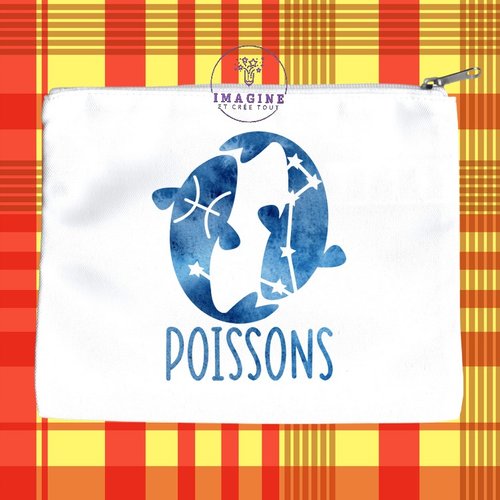 Trousse l - maquillage - sublimation - impression infusible ink -  astrologie - signe des poissons - constellations - galaxie