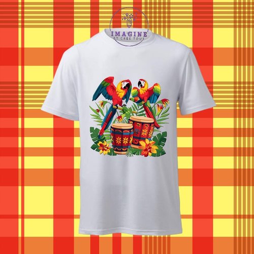T-shirt personnalisé pour homme - ras du cou - sublimation - impression infusible ink - rio -  carnaval - party - parrots