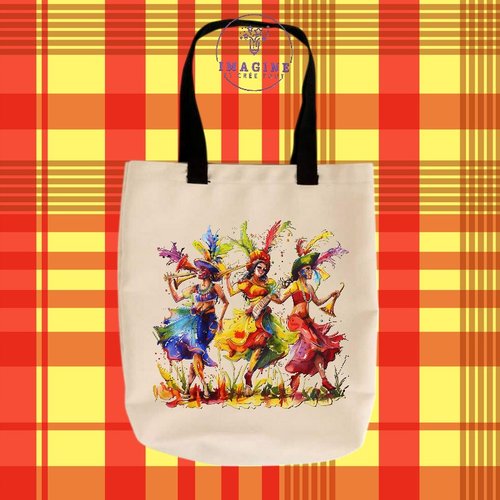Tote bag taille m - sublimation -  impression infusible ink - music - rio - carnaval - défilé - danseuses - tropiques