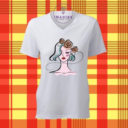T-shirt personnalisé pour femme - col v - sublimation - impression infusible ink - womens day - journée de la femme