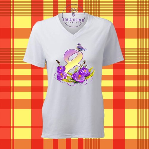T-shirt personnalisé pour femme - col v - sublimation - impression infusible ink - international-women-s-day - 8 mars