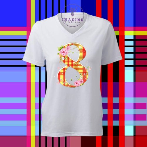 T-shirt personnalisé pour femme - col v - sublimation - impression infusible ink - journée de la femme - 8 mars madras