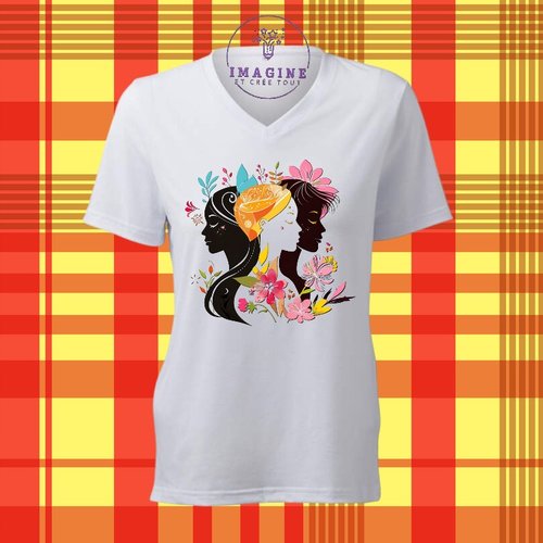 T-shirt personnalisé pour femme - col v - sublimation - impression infusible ink - women-s day - 8 mars - femmes