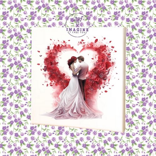 Tableau mural - sublimation -  impression infusible ink - toile - canvas - love couple - valentines day - cœur - heart