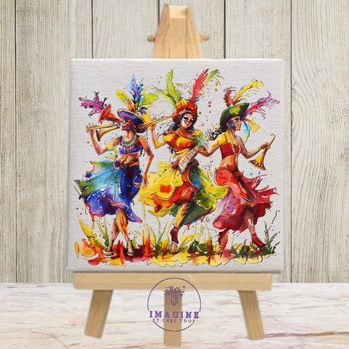 Tableau mural - sublimation -  impression infusible ink - toile - canvas - music - rio - carnaval - défilé - danseuses