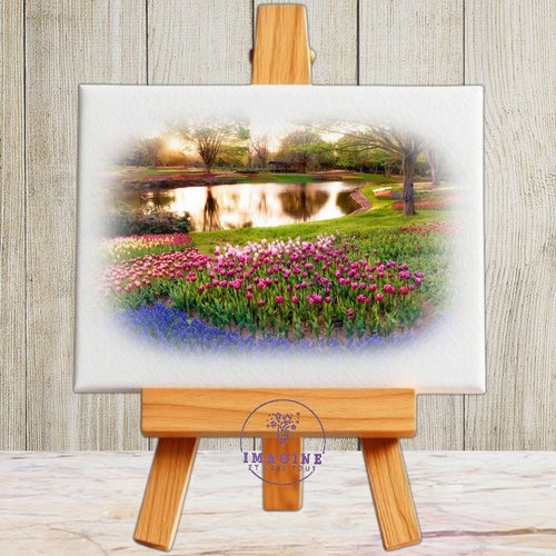 Tableau mural - sublimation -  impression infusible ink - toile - canvas - flower - garden - tulipes - lac - rose - wallpapaer