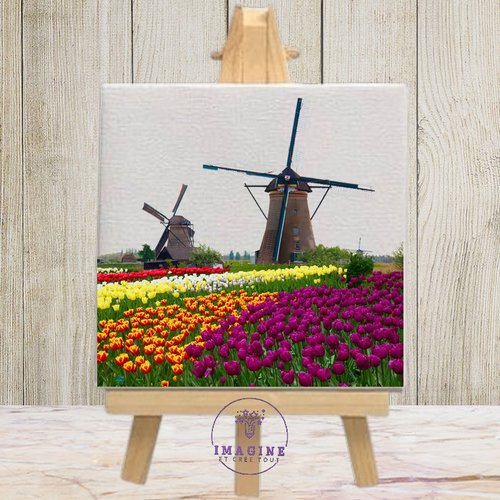 Tableau mural - sublimation -  impression infusible ink - toile - canvas - photography - -watermill - beautiful tulip - flowers