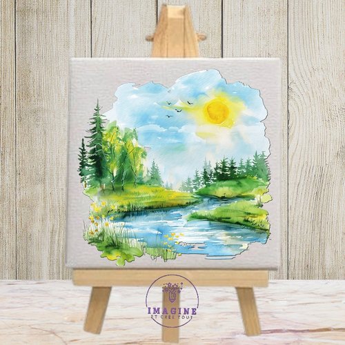Tableau mural - sublimation -  impression infusible ink - toile - canvas - watercolor -  landscapes -  summer - nature